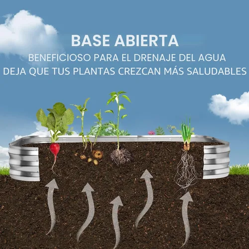 Vista 6 de Kit de cama de jardín elevada galvanizada, grandes camas de jardín elevadas de metal para verduras, maceta galvanizada elevada, cajas de jardín