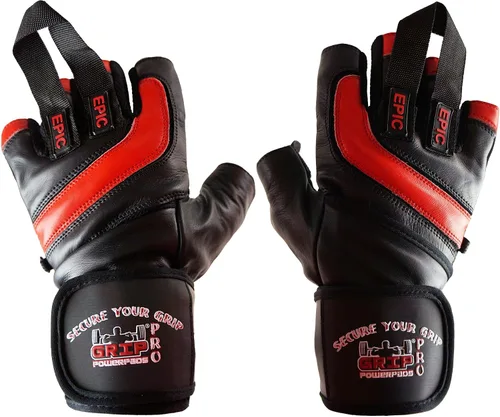 Vista 10 de Epic Leather Gym Gloves with Built in 2" Wide Wrist Wraps Best Grip & Design for Weightlifting Power Lifting Bodybuilding & Strength Training