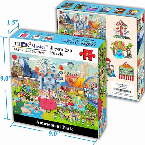 Vista 5 de Think2Master Rompecabezas de 250 piezas de parque de atracciones. Gran regalo. Piezas grandes. Tamaño: 14.2" X 19.3