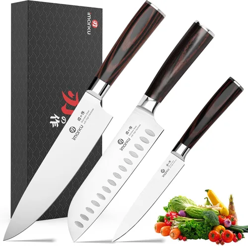 Vista 16 de imarku Juego de 15 cuchillos con afilador integrado, juego de cuchillos de cocina de acero inoxidable japonés de alto carbono, apto