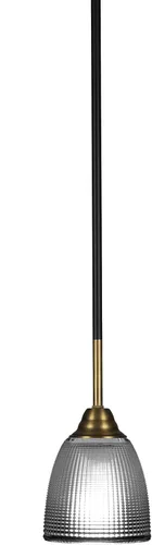 Vista 281 de Toltec Lighting Paramount - Mini colgante de 1 luz en acabado negro mate con cristal de arte perla de 7 pulgadas y estilo negro