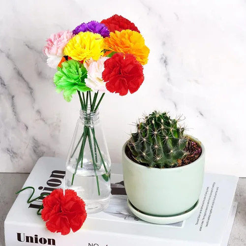 Vista 8 de 50 piezas de flores artificiales de caléndula mexicanas, flores de caléndula de seda, flores de caléndula de seda, decoración roja, flores