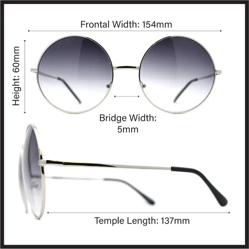 Vista 13 de Hippie Groovy Gradient Oversize Anteojos de sol redondos Lennon grandes
