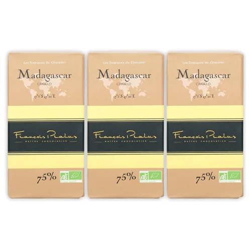 Vista 15 de François Pralus Melissa 45% Chocolate con leche, paquete de 3 unidades, chocolate francés, grano a barra, comercio directo, sin gluten, sin soja