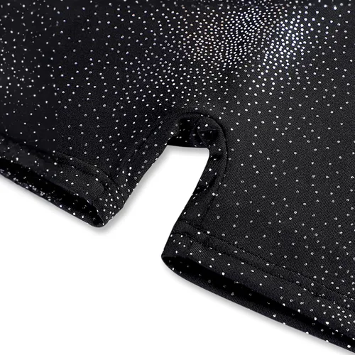Vista 6 de Leotardo de gimnasia con shorts para niñas, sin mangas, para ciclismo, con diseño de mariposas y flores con brillo, color negro y rosado intenso