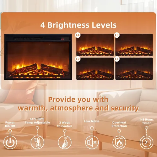 Vista 5 de Joaxswe - Soporte de TV estilo rústico con chimenea, centro de entretenimiento de 59 pulgadas con chimenea eléctrica y luces LED para televisores