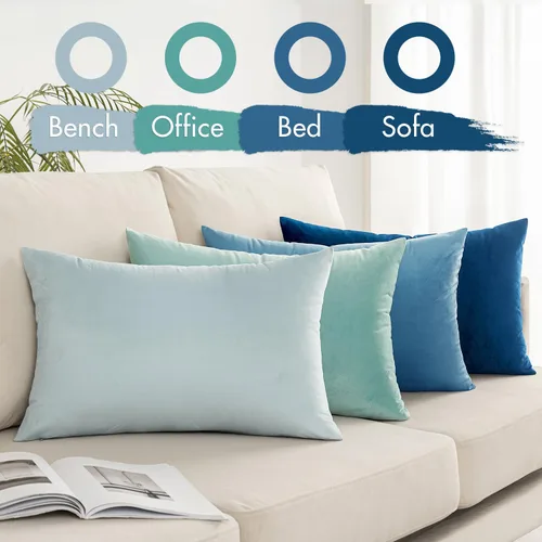 Vista 2 de MIULEE Cushion Covers Set of 4 Velvet Cushion Covers for Sofa Bedroom Square Decorative Solid Colour Elegant Pillowcases for Double Bed Decor 40 x
