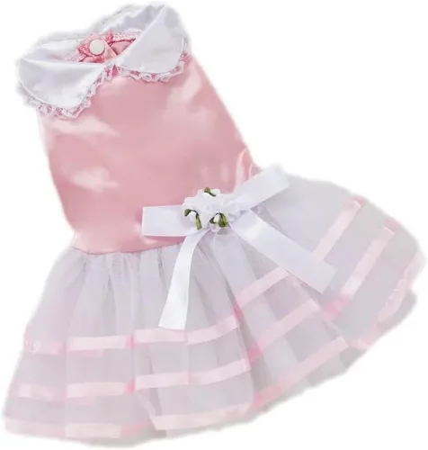 Vista 4 de Vestido para perro, ropa de cumpleaños para cachorros, para perros Yorkie pequeños, Navidad, vestido de princesa floral, talla XS 3 piezas B.