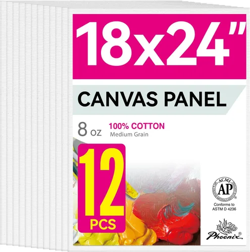Vista 27 de PHOENIX Paneles de Lienzo Pequeños para Pintura de 3x5 Pulgadas, Paquete de Valor de 12 Unidades - 8 Oz Triple Imprimado 100% Algodón Libre de Ácido