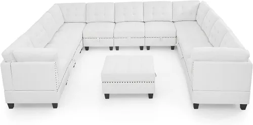 Vista 5 de ECLYL Juego de muebles seccionales de felpilla reversible con asiento de almacenamiento, sofá cama en forma de L con almacenamiento Ottman