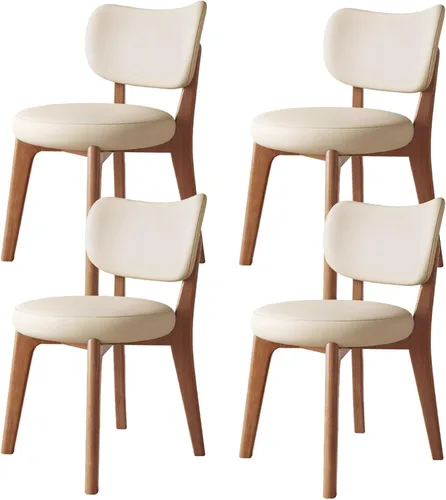 Vista 23 de Juego de sillas de comedor de madera de 1/2/4, sillas de cocina con respaldo curvo, silla de vestíbulo, silla de comedor tapizada, silla de comedor