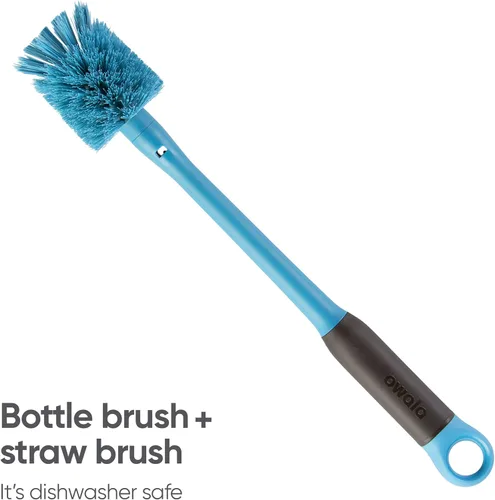 Vista 7 de Owala FreeSip - Paquete de botella de agua aislada de 40 onzas con accesorios de cepillo de limpieza (azul/verde azulado)