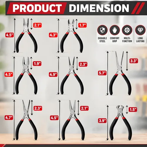 Vista 2 de ZAVOOS Paquete de 8 mini alicates, kit de herramientas para hacer joyas