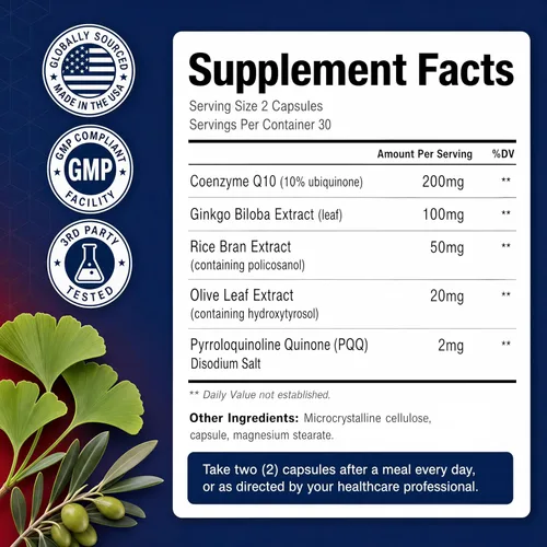Vista 2 de Joyung CoQ10 200mg con PQQ y suplemento de policosanol – Ubiquinona de alta potencia para la salud del corazón y apoyo del colesterol – Potenciador