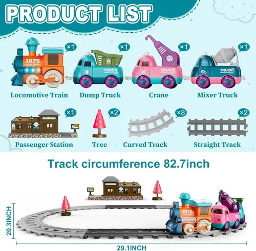 Vista 4 de Juego de Tren Lipneaed para Niños Pequeños, Juguetes de Tren Magnéticos para Niños de 3+, 4 Piezas de Camiones de Juguete para Niños y Niñas