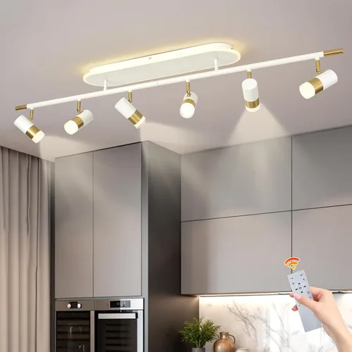 Vista 11 de Jaycomey Lámpara LED de 4 luces con control remoto, focos de luz de techo regulables de 41 W, ajustable de 3000 K-6500 K, moderna lámpara de techo