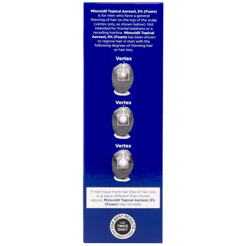 Vista 3 de Tratamiento de crecimiento del cabello para hombres 4 meses de suministro de espuma Minoxidil 5% espuma (2.11 oz, 4 ct.)