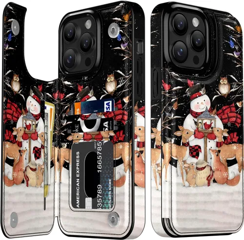 Vista 12 de LETO para iPhone 15 Pro Funda tipo cartera - Tapa tipo folio con patada - Diseños de moda - Tarjetero - Funda protectora para mujeres y niñas - 6.1