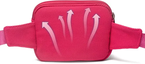 Vista 5 de Riñonera para mujeres y hombres, para correr, viajar, senderismo, casual, a la moda, deportiva, transpirable, ligera, Rosa Rojo, Riñonera para todos
