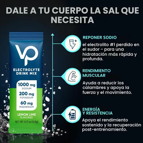 Vista 5 de Venture Pal - Paquetes de electrolitos de alto sodio sin azúcar en polvo - Paquetes de hidratación con sodio, potasio y magnesio Cero calorías