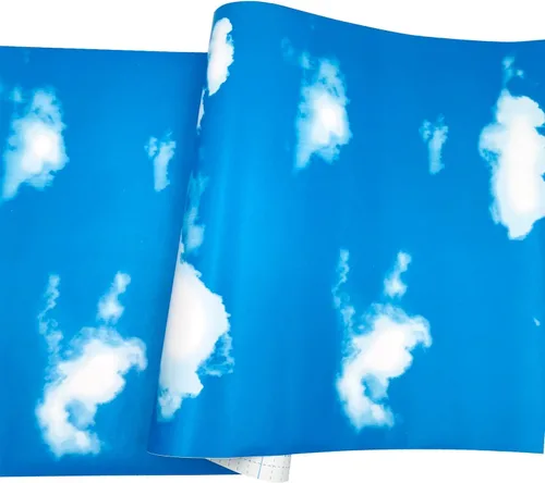 Vista 12 de Yifely Blue Sky White Clound - Papel tapiz de vinilo autoadhesivo para dormitorio, sala de estar, 17 x 118 pulgadas