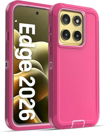 Vista 10 de Jelanry Funda resistente para Motorola Edge 2026, color rojo y negro