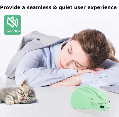 Vista 6 de Ratón inalámbrico con forma de hámster, silencioso, silencioso, silencioso, portátil, divertido, para viajes, óptico, 1200 DPI, USB, divertido