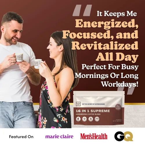 Vista 5 de Café instantáneo Fully Joe Mushroom con 16 hongos superalimentarios, incluye melena de león, reishi, chaga, cordyceps mezclado con café gourmet
