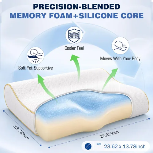 Vista 2 de jiaao Ergonomic Cervical Neck Pillow,Adaptive Side Sleeper Pillow Blanco