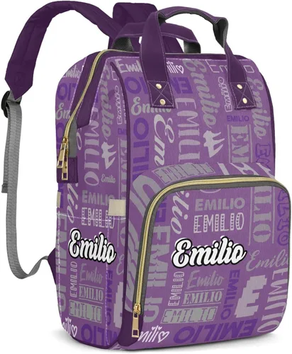 Vista 19 de Bolsos de bebé de encargo del muchacho del nombre, mochila Negro 01