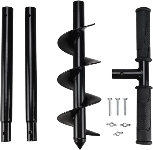 Vista 3 de RealPlus Taladro manual para perforar postes de 4 x 33 pulgadas, herramienta de excavadora de agujeros de jardín, taladro manual de tierra