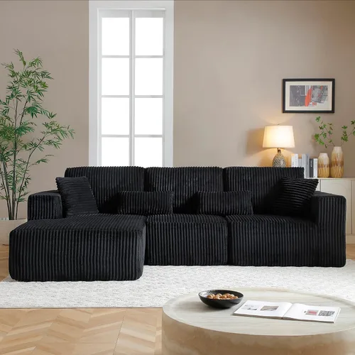 Vista 9 de Sofás seccionales de nube deshuesada de 95 pulgadas para sala de estar, cómodo y esponjoso sofá de espuma viscoelástica en forma de L, sofá modular