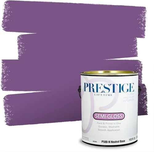 Vista 76 de PRESTIGE Pinturas de pintura interior e imprimación en uno, 1 galón, plano, combinación comparable de Sherwin Williams* Kimono Violet*