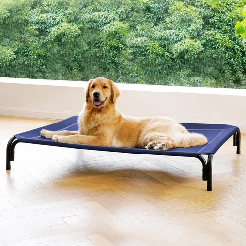 Vista 17 de Cama Elevada para Perros Catre Elevado para Perros al Aire Libre para Perros Medianos, la Instalación No Requiere Herramientas, Marco con Malla