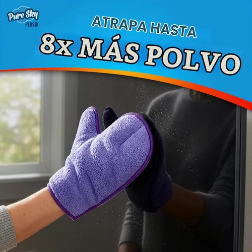 Vista 6 de persik Pure-Sky - Guante de limpieza de microfibra Ultra – Just Add Water No necesita detergentes – 2 en 1, combinación para vidrio y multiusos