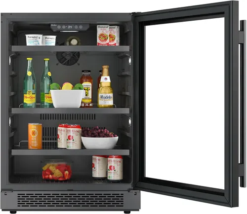 Vista 5 de Avallon ABR242SGLH Centro de bebidas de 24 pulgadas de ancho para 140 latas de bajo consumo con iluminación LED, vidrio de doble panel, panel