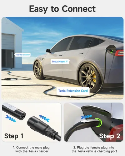 Vista 6 de SEGUMA Cable de extensión de cargador EV para Tesla, cable de extensión NACS para cargador NACS de nivel 1 y 2, conector de pared Tesla, cable