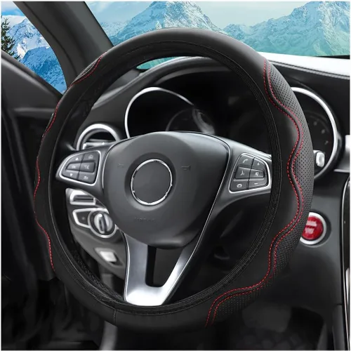 Vista 10 de Funda elástica para volante zipelo de 15 pulgadas, microfibra transpirable de seda de hielo, universal, antideslizante, para automóvil, cálida