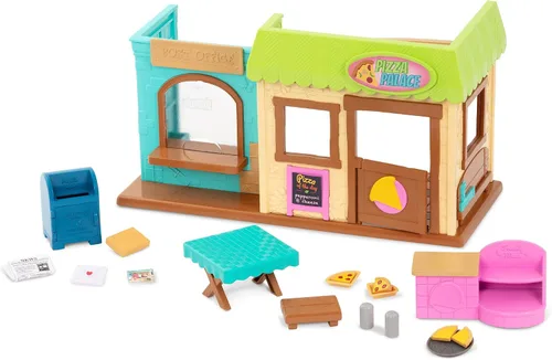 Vista 15 de Li'l Woodzeez Pass – the – Pasta Restaurant Playset – Juego de casa de muñecas de 41 piezas con mesa, bancos, comida y accesorios para juegos de rol
