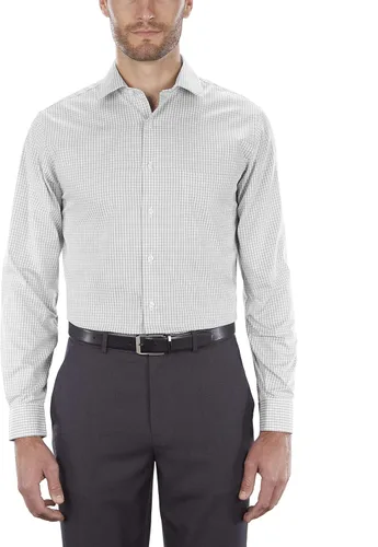 Vista 10 de Van Heusen Camisa de vestir para hombre, ajuste regular, cuello flexible, a cuadros Azul