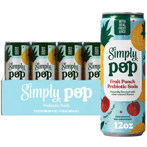 Vista 8 de Simply POP Soda Prebiótica Ponche Cítrico en Latas, 12 fl oz, Paquete de 12