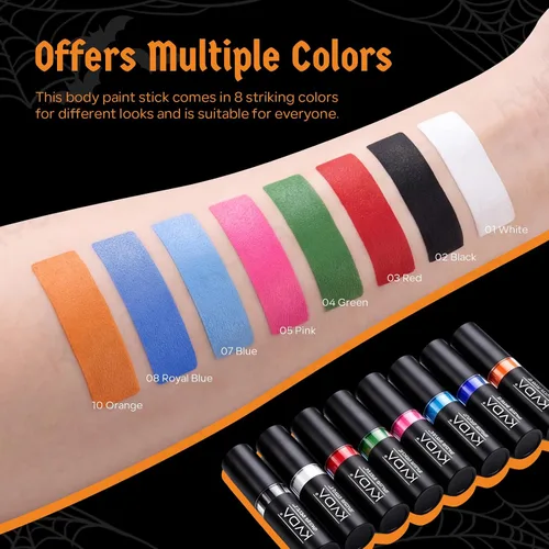 Vista 4 de KYDA White Face Body Paint Stick, White Matte Lipstick Eyeblack 01 WHITE