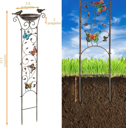 Vista 2 de LEWIS&WAYNE Enrejado de Jardín Baño para Pájaros al Aire Libre, Enrejado de 40 Pulgadas de Hierro Antiguo para Plantas de Jardín Decorativo