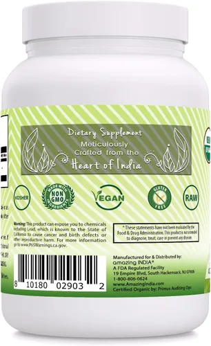 Vista 2 de Amazing India Suplemento en polvo Amla orgánico certificado por USDA 16 onzas Vegano crudo Sin OMG Sin gluten Fabricado en Estados Unidos