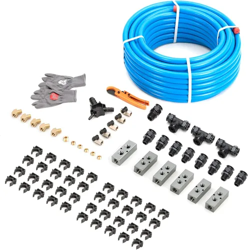Vista 14 de Kit de Accesorios para Compresor de Aire 1/2" x 100 pies Sistema de Tuberías de Aire Comprimido de Aluminio HDPE Manguera Negra de Compresor de Aire