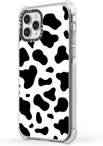 Vista 5 de CASETiFY Ultra Impact - Funda para iPhone 12 Pro Max (protección contra caídas de 9.8 pies), estampado de vaca, transparente