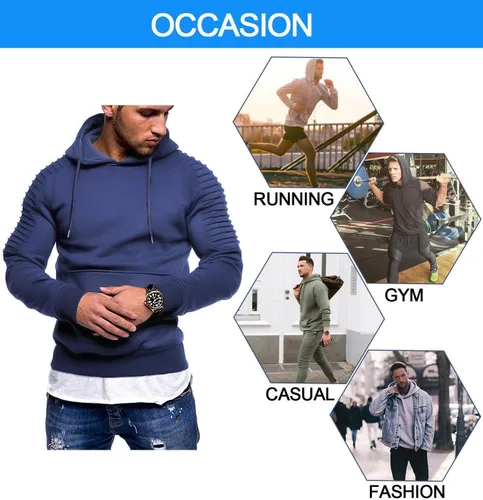 Vista 5 de COOFANDY Sudadera con capucha de entrenamiento para hombre, ligera, atlética, moderna, con bolsillo
