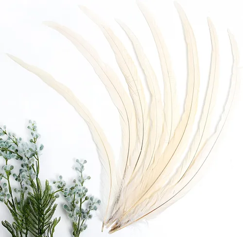 Vista 2 de THARAHT 50 Plumas de Cola de Gallo Naturales de 12-14 Pulgadas (30-35 cm) a Granel para Manualidades, Atadura de Moscas, Boda, Plumas para Fiestas