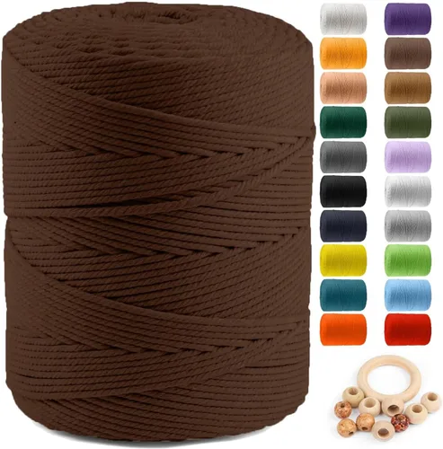 Vista 34 de ZUEXT Cordón de algodón para macramé de 4 mm x 500 m, ZUEXT Cordones trenzados naturales hechos a mano en verde manzana de 4 hebras, cuerda de lana