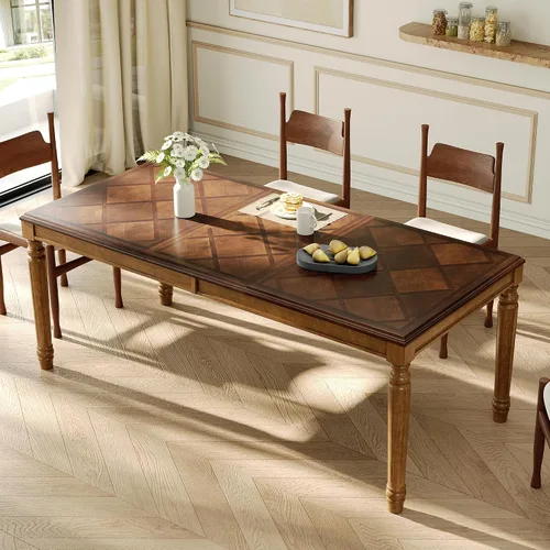 Vista 13 de Mesa de comedor extensible ovalada de madera con base de pedestal Marrón